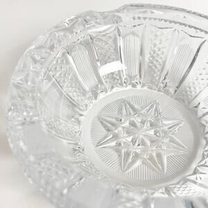 Vintage Heavy Crystal Ashtray Starburst Clear Mid-Century Barware Catchall